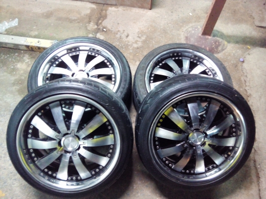 Lensoแท้18/5/100/114.3กว้าง8.5พร้อมยางยางใช้ไม่ได้เส้น1ขายตามสภาพ