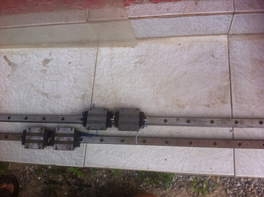 ชุดลูกกลิ้งรางสไลด์ถอดจากเครื่องCNC ขนาดกว้าง 21 มม. ยาว 100. ซม(เหลือ 2 ชุด)