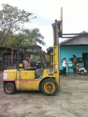 ขายMITSUBISHI ตัวเหลือง น้ำหนัก3 ตัน เสาสูง3เมตร ฟูฟีเข้าตู้มีไซร์ชิป