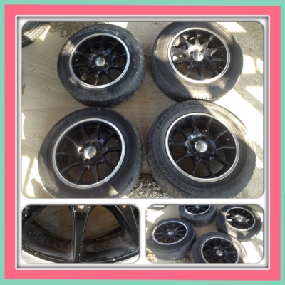 ขายแม็กซ์มือ2 ขอบ14 JRD สีน้ำตาลขอบเงา 4 รู100+ยาง ราคา 3500 บาท ราคาถูก