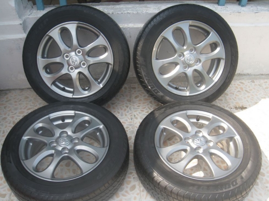 ขายล้อแม็กเดิม TOYOTA VIOS ขอบ 15"x5.5" et 45 4รู100 +ยางปี 10,11(081-3747940)