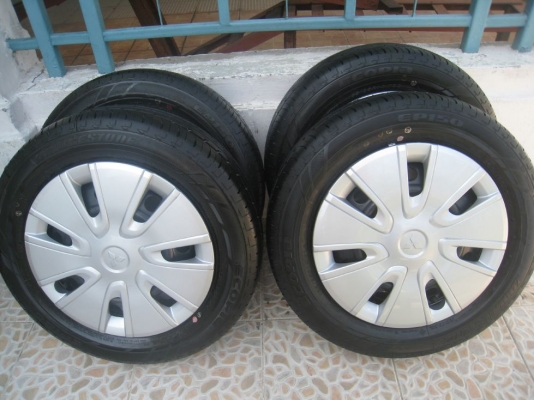 ขายกะทะล้อ mitsubishi  mirage 14"  4/100  +ยางปี 12+ฝาครอบ (081-3747940)