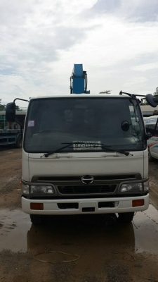 HINO รถ10ล้อเล็ก2เพลาพื้นเรียบ6.60 เมตร+เครน TADANO Z305 3ตัน5ปอกยาว 12.21 เมตร