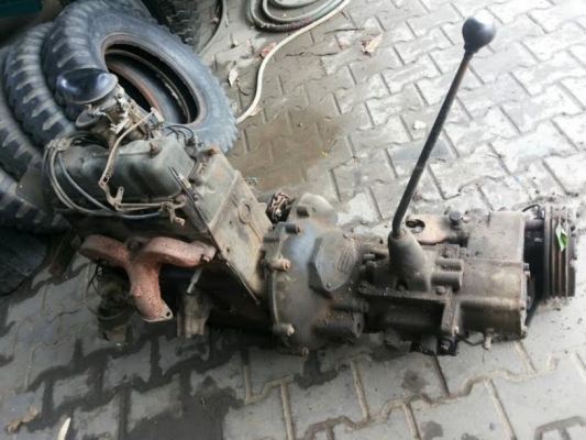 ขายเครื่องยนต์จิ๊ป พร้อมเกียร์ ยกลงมาจากจี๊ปมิตซู J3R พวงมาลัยขวา