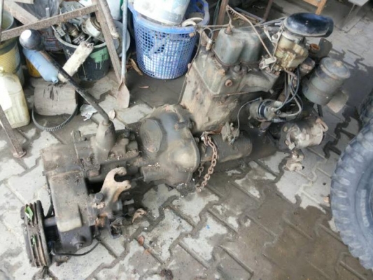 ขายเครื่องยนต์จิ๊ป พร้อมเกียร์ ยกลงมาจากจี๊ปมิตซู J3R พวงมาลัยขวา