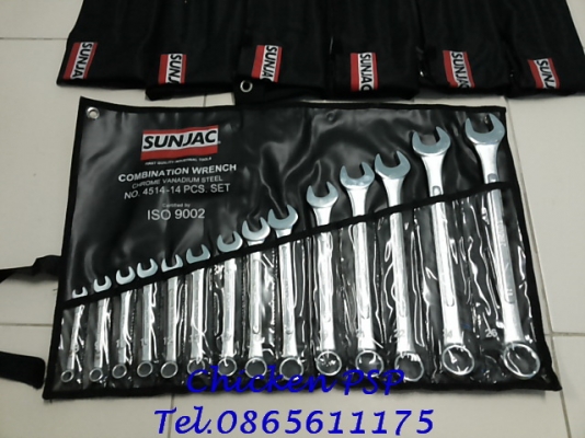 ประแจแหวนข้างปากตาย SUNJAC ชุดใหญ่ 14 ตัว/ชุด Made in JAPAN