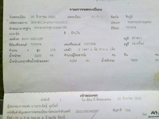 **415,000 บ.ต่อรอง**ขาย6ล้อดั้ม5คิว TOYOTA BU91 14B-115HP ปี45 เครื่องเดิมเกียร์เดิม เครื่องTOYOTA 14B-115แรง 4สูบ แห้งๆ แน่นๆ แรงๆไม่มีเยิ้ม เกียร์สั้น เข้าง่ายไม่มีหลุด ช่วงล่างFหน้า-หลัง คัสซีสวย ไม่ปะไม่ดาม ไม่บวม กระบะดั้มเหล็ก5ตันยิงหน้า3.60ม.สภาพดี **415,000 บ.ต่อรอง**ขาย6ล้อดั้ม5คิว TOYOTA BU91 14B-115HP ปี45 เครื่องเดิมเกียร์เดิม เครื่องTOYOTA 14B-115แรง 4สูบ แห้งๆ แน่นๆ แรงๆไม่มีเยิ้ม เกียร์สั้น เข้าง่ายไม่มีหลุด ช่วงล่างFหน้า-หลัง คัสซีสวย ไม่ปะไม่ดาม ไม่บวม กระบะดั้มเหล็ก5ตันยิงหน้า3.60ม.สภาพดี