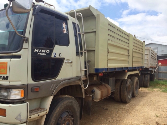ขายรถพ่วงสิบล้อดัมพ์ HINO 3M เครื่องเดิม 240 แรง เกียร์เดิม กระบะดัมพ์เหล็กแม่ลูก ลูก 2 เพลา