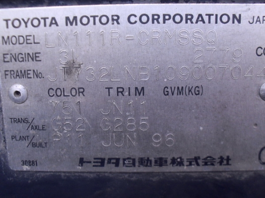 ขาย TOYOTA LN 111 SR5 2.8 รุ่นนำเข้าแท้ๆ สวยๆ สมบูรณ์มาก ขาย TOYOTA LN 111 SR5 2.8 รุ่นนำเข้าแท้ๆ สวยๆ สมบูรณ์มาก