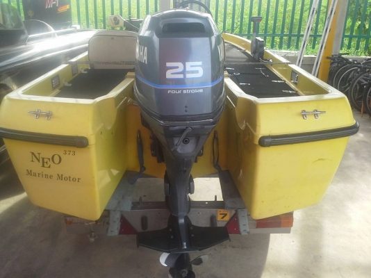 WWW.ByRin29.COM เรือตกปลา 12ฟุต NEO ไฟร์เบอร์ เครื่องวางท้ายyamaha 25 แรง