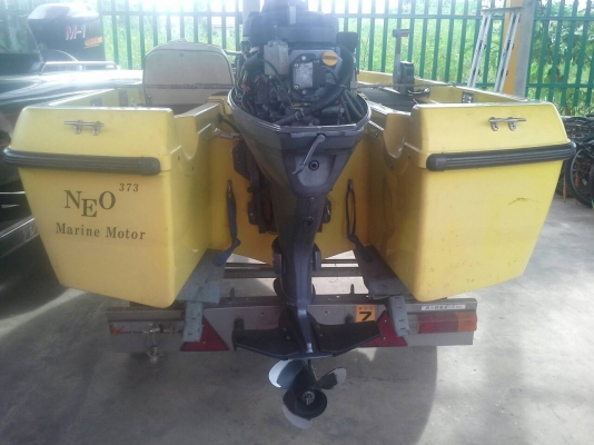 WWW.ByRin29.COM เรือตกปลา 12ฟุต NEO ไฟร์เบอร์ เครื่องวางท้ายyamaha 25 แรง