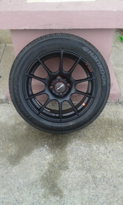 ขายล้อแม็ก lenso pdf 15"x7" et38 4 รู 100 สีดำด้าน ล้อสภาพใหม่ทุกวงครับ ยาง hankook