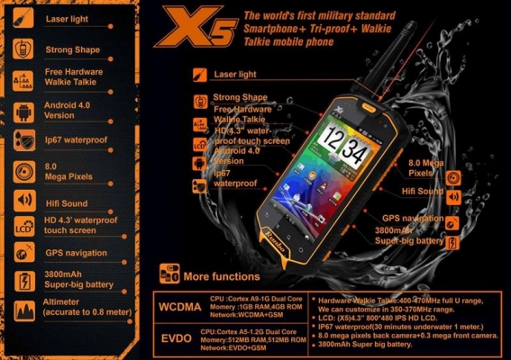 Runbo X5โทรศัพท์กันน้ำ กันฝุ่น กันกระแทก อึด ทน แกร่ง เก่ง