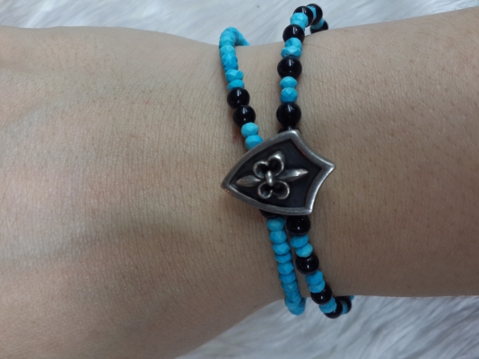 สร้อยข้อมือเงินเทอร์ควอยซ์(Turquoise)นิล