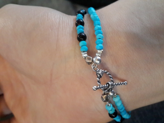 สร้อยข้อมือเงินเทอร์ควอยซ์(Turquoise)นิล