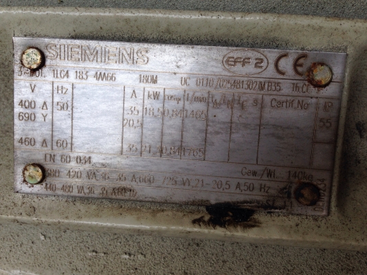 ขายมอเตอร์ Siemens 25 HP. 1450 RPM. 380 V สภาพสวย วิ่งนิ่ม ใช้ได้ทั้งหน้าแปลนและขาตั้ง พร้อมใช้งาน ขายมอเตอร์ Siemens 25 HP. 1450 RPM. 380 V สภาพสวย วิ่งนิ่ม ใช้ได้ทั้งหน้าแปลนและขาตั้ง พร้อมใช้งาน