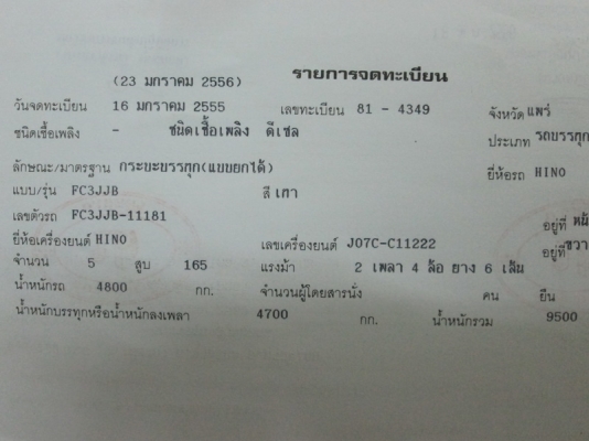 ขาย HINO FC3J 165 แรง ขาย 1,200,000 ขาย HINO FC3J 165 แรง ขาย 1,200,000