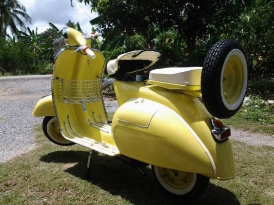 ขาย vespa 64 อินเดียสวยๆใหม่ๆ สีเหลืองอ่อนๆ มองแล้วสบายตา รถประกอบใหม่หมดครับ เอกสาร อินวอย no book ราคา 48500 บาท รับเทรินทุกรุ่นครับ...