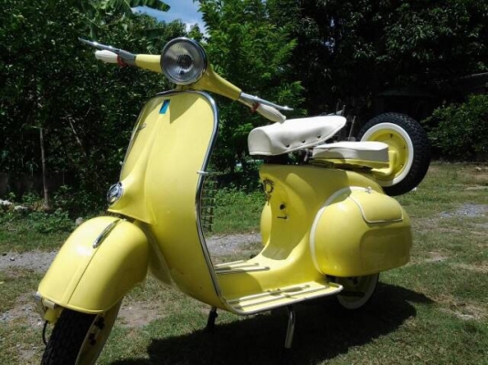 ขาย vespa 64 อินเดียสวยๆใหม่ๆ สีเหลืองอ่อนๆ มองแล้วสบายตา รถประกอบใหม่หมดครับ เอกสาร อินวอย no book ราคา 48500 บาท รับเทรินทุกรุ่นครับ...
