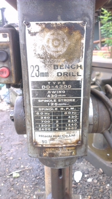 Sell> ขายสว่านแท่น Hitachi Japan ญี่ปุ่นแท้ๆครับ สวยๆ หน้าแท่นกลม รุ่นนิยม มอเตอร์ 220V. ครับ