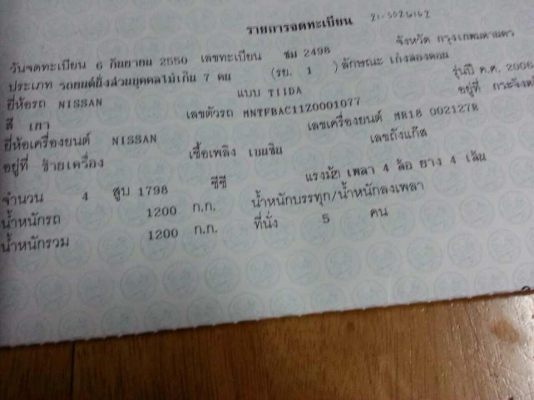 NISSAN TIDA ปี 2550เครื่อง1.8เกียร์ออโต้ แอร์แบคคู่หน้า ตัวท๊อปสุดสีเทา ประกันชั้น 1 รถสภาพสวย มือเดียว TEL0816436440 NISSAN TIDA ปี 2550เครื่อง1.8เกียร์ออโต้ แอร์แบคคู่หน้า ตัวท๊อปสุดสีเทา ประกันชั้น 1 รถสภาพสวย มือเดียว TEL0816436440