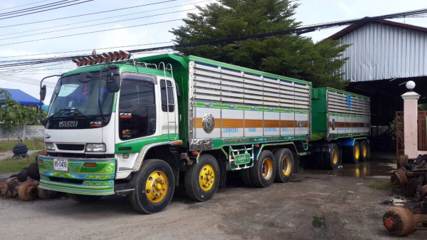 ขายรถพ่วงแม่2คานหน้า ลูก3คานยัด กะบะปิเนียมดั้ม เครื่องยนต์270 2เพลา