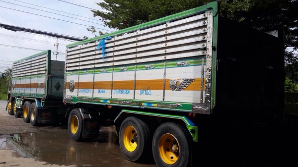 ขายรถพ่วงแม่2คานหน้า ลูก3คานยัด กะบะปิเนียมดั้ม เครื่องยนต์270 2เพลา