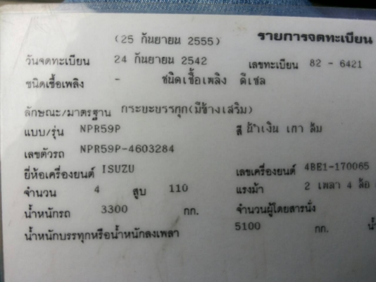 รถบรรทุก 6 ล้อใหญ่ ISUZU รุ่น NPR59P ราคา360,000 บ.