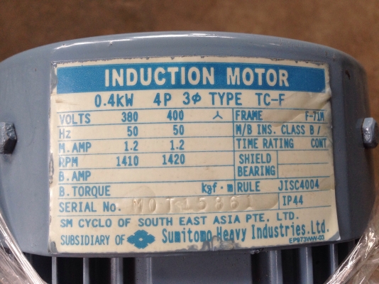 ขายมอเตอร์เกียร์ Cycro drive Sumitomo ขนาด 0.5 HP. 380V อัตราทด 1:143 รอบช้า เพลาออกประมาณ 10 รอบต่อนาที ของใหม่ ไม่เคยใช้งานครับ ขายมอเตอร์เกียร์ Cycro drive Sumitomo ขนาด 0.5 HP. 380V อัตราทด 1:143 รอบช้า เพลาออกประมาณ 10 รอบต่อนาที ของใหม่ ไม่เคยใช้งานครับ
