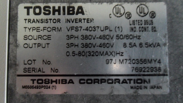 ขาย INVERTOR TOSHIBA VFS7-4037UPL(1) ขาย INVERTOR TOSHIBA VFS7-4037UPL(1)