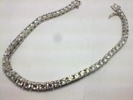 สร้อยข้อมือเงินประดับพลอย2เส้น