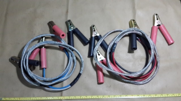 สายพ่วงแบตเตอรี่ หนาๆ5มิล ยาว 2.4 เมตร หุ้มด้วยสายถักstainless steel