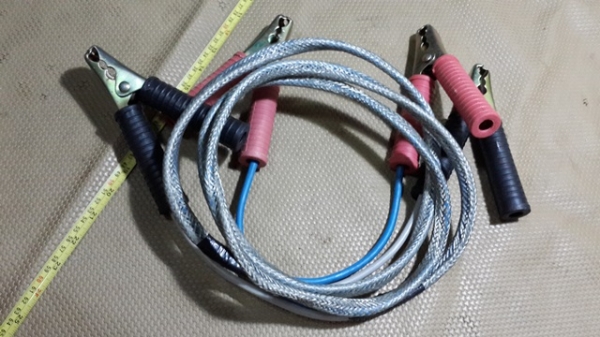 สายพ่วงแบตเตอรี่ หนาๆ5มิล ยาว 2.4 เมตร หุ้มด้วยสายถักstainless steel