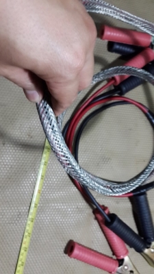 สายพ่วงแบตเตอรี่ หนาๆ5มิล ยาว 2.4 เมตร หุ้มด้วยสายถักstainless steel