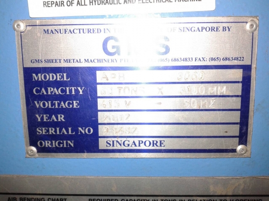 ขายเครื่องพับ10ฟุตพับได้3.2มิลยี่ห้อGMSของสิงค์โปปี2002