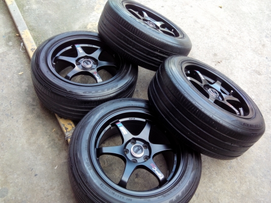 ssr งานkspeedขอบ17 5รู114.3et40กว้าง8.5ทั้ง4วงไม่มีริวรอยเดิมๆพร้อมยางnitto225-55-17ปี12ดอกเต็ม