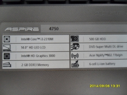 ขาย Core I3 ACER Aspire 4750-2310M