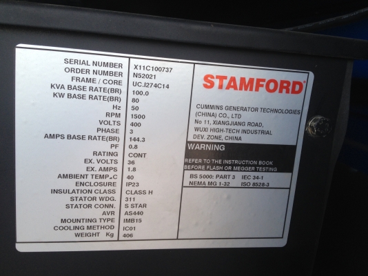ขายเครื่องปั่นไฟ ขนาด100kva เครื่องperkins ไดรท์stamford พร้อมตู้ ATS สนใจสอบถามได้ที่ พิพัฒน์ 098-2641749