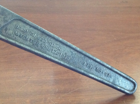 ขายประแจเลื่อนโบราณ 9" No.91 Pat.no. APR. 17,1923 อายุ 91 ปี