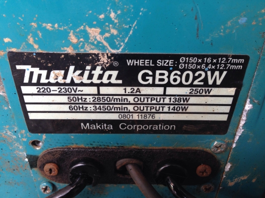 ขายหินเจียรตั้งโต๊ะ makita GB602W สภาพดี วิ่งนิ่ม พร้อมใช้งาน ขายหินเจียรตั้งโต๊ะ makita GB602W สภาพดี วิ่งนิ่ม พร้อมใช้งาน