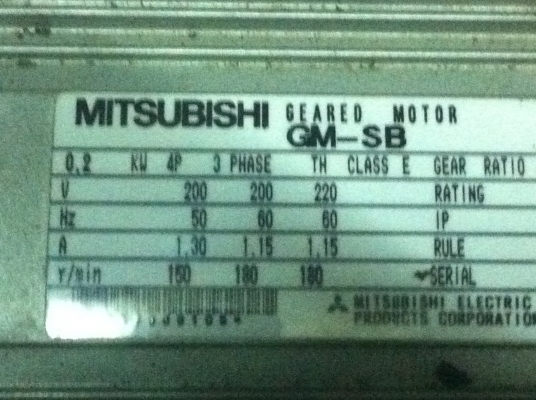 มอเตอร์เกี่ยร์ทด MISUBISHI ขนาด 300 W. หมุนที่ 180 รอบต่อนาที ใช้ไฟบ้าน 220 V.ได้ มอเตอร์เกี่ยร์ทด MISUBISHI ขนาด 300 W. หมุนที่ 180 รอบต่อนาที ใช้ไฟบ้าน 220 V.ได้