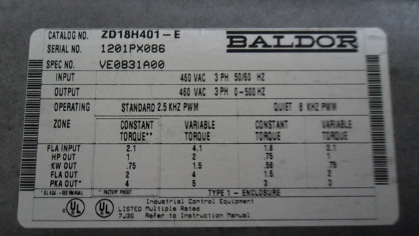 ขาย INVERTOR BALDOR ZD18H401-E ขาย INVERTOR BALDOR ZD18H401-E