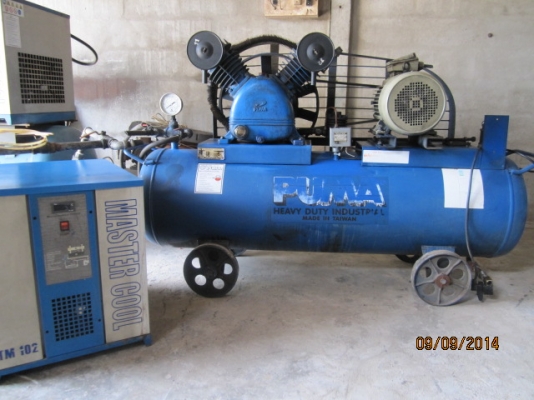 ขายปั๊มลม ยี่ห้อ PUMA ความจุ 315 ลิตร Motor 7.5 Hp พร้อมเครื่องทำลมแห้ง DTM อุปกรณ์ครบชุด ใช้งานได้เลย