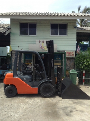 +++ ขายโฟล์คลิฟท์  TOYOTA  8FD25  ขนาด 2.5 ตัน  (รถนอก สภาพ 90\%)  เครื่องยนต์ดีเซล  เกียร์ธรรมดา  เสา 4 เมตร ฮิ้งค์โฟล์ค  ยางตัน  (ใช้งานประมาณ 5,000  ชม.)  ครับ  *** สนใจรายละเอียด  ราคา  คุยได้ครับ โทร. 081-659-7598 ครับ ***