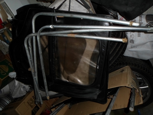 ผ้าใบจิ๊ปมิตซู J56 -j59 พร้อมโครงประตู  โครงเหล็กครบ  ขาวๆๆ มาครบ หายาก