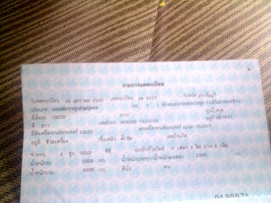 สี่ล้อ อ๊ซูซู NHR100แรงปี55 ป้ายเล็กไม่ติดเวลา