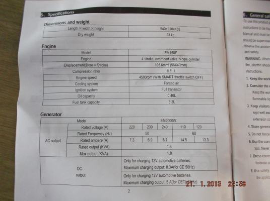 เครื่องปั่นไฟ Didital Inverter Generator 2 KVA.