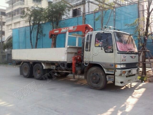 รถบรรทุก 10 ล้อติดเครน ยี่ห้อ HINO รุ่นสิงห์ไฮเทค  ติดเครน 3.5 ตัน 195 แรงม้า