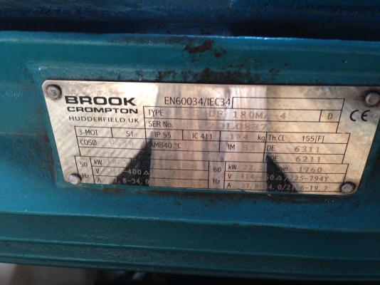 ขายมอเตอร์ Brook 25 HP. 1450 RPM 380 V ของใหม่อยู่ในลัง พร้อมใช้งาน ขายมอเตอร์ Brook 25 HP. 1450 RPM 380 V ของใหม่อยู่ในลัง พร้อมใช้งาน
