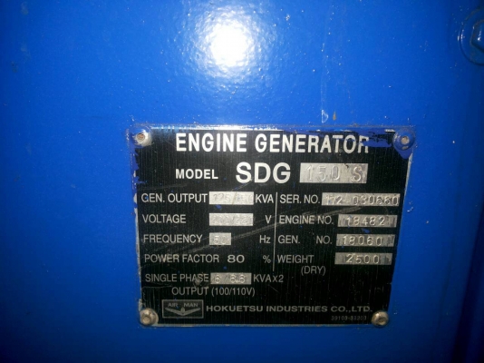 ขายเครื่องกำเนิดไฟฟ้า150KVA พร้อมใช้งาน